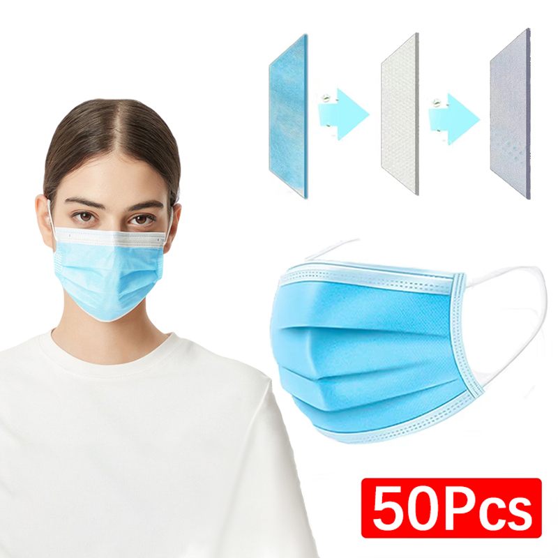 50Pcs 3-layer Mask Face Masks  - Black Face Mask Pack review and price