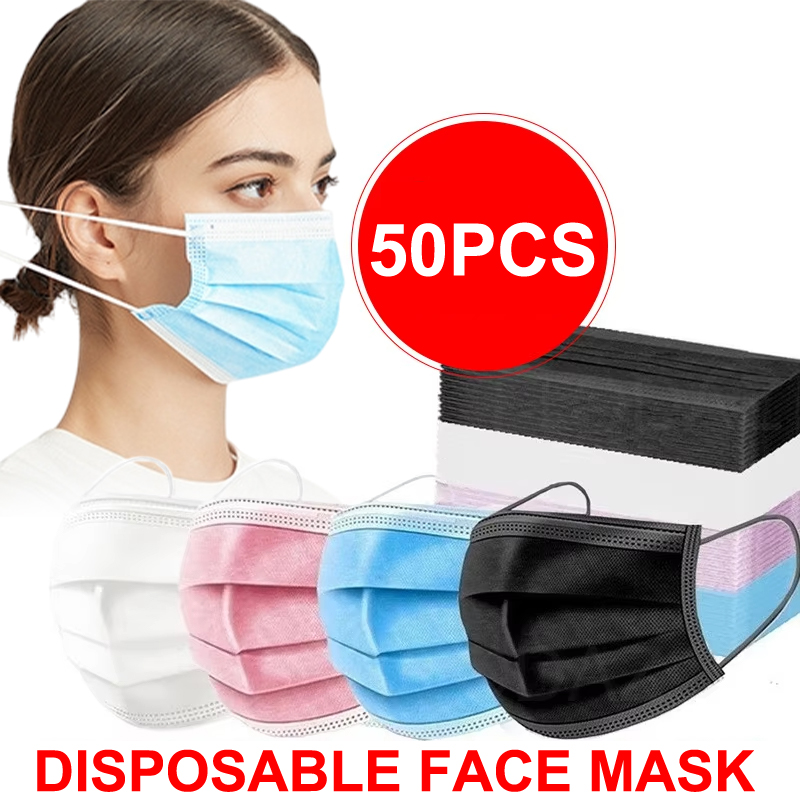 [H]50Pcs 3-layer Mask Face Mas - Disposable Mask Blue review and price